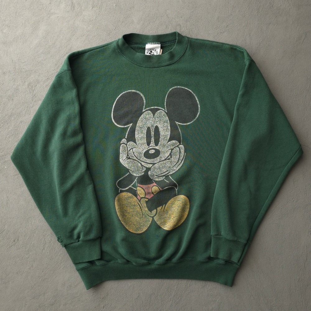 Mickey & Co Sweatshirt Mens Large Green Good Graphic Made In USA 50/50 90s